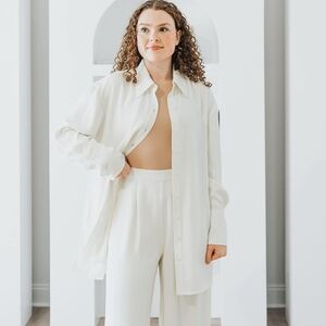 The Drop withloveleena Classic Ivory Button Down Shirt, Size Small